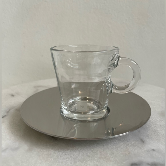 Vintage Atelier Oi for Nespresso Espresso Glass Cup and Stainless Steal Saucer - Picture 4 of 14
